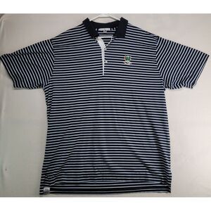 Peter Millar Pine Valley Logo Golf Course Polo Shirt Black Stripe Cotton Mens XL